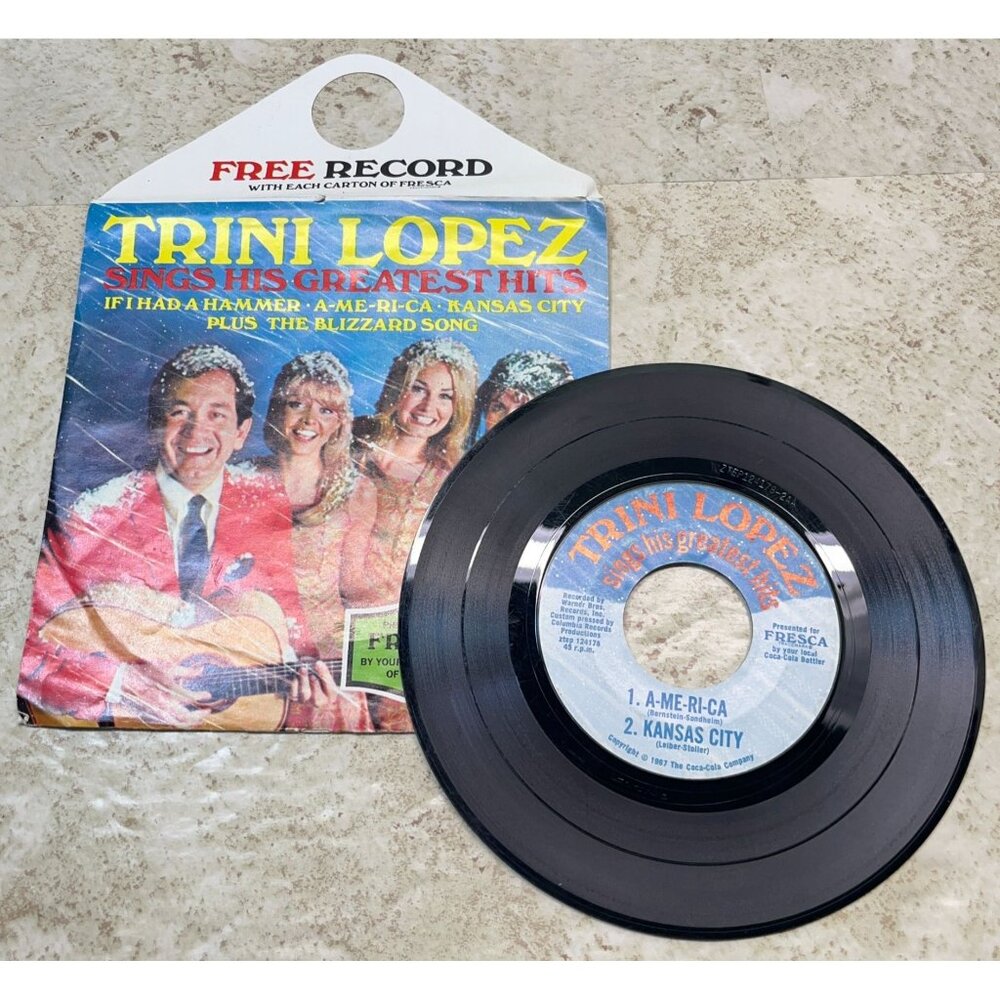 Trini Lopez Sings His Greatest Hits 45 Vtg Fresca Advertising Coca Cola Sleeve